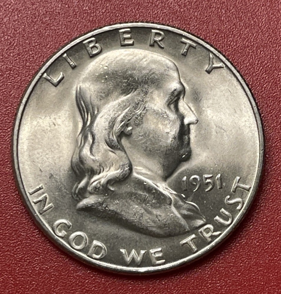 1951 S Franklin Silver Half Dollar, Choice/Gem Uncirculated.