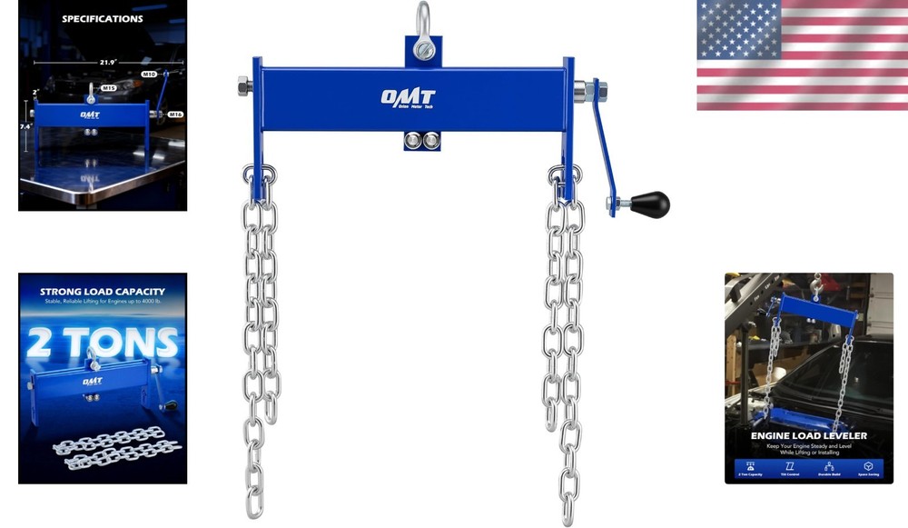 4000 lb Engine Hoist Load Leveler, 2 Adjustable Chains for Stable Engine Support
