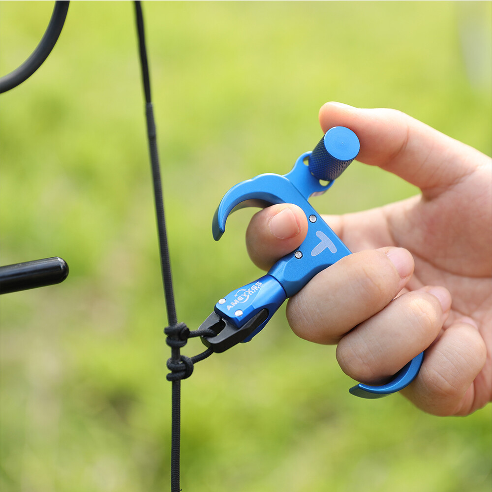 Compound Bow Release Aids Trigger 3 Finger Grip Thumb Caliper Archery Hunting