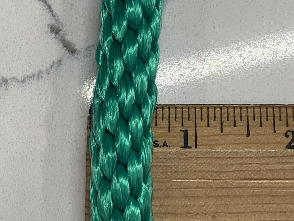 5/8in Green Solid Braid Polypropylene Rope Working Load Limit 325lbs. 37ft