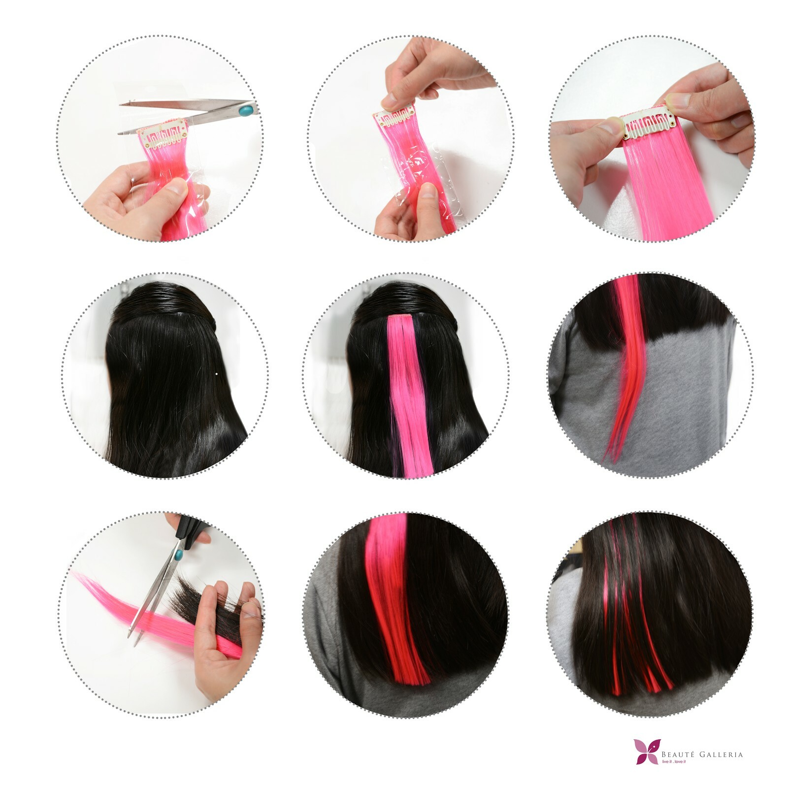11pcs Multi-Color 21" Straight Party Clip In Synthetic Hair Extensions Cosplay