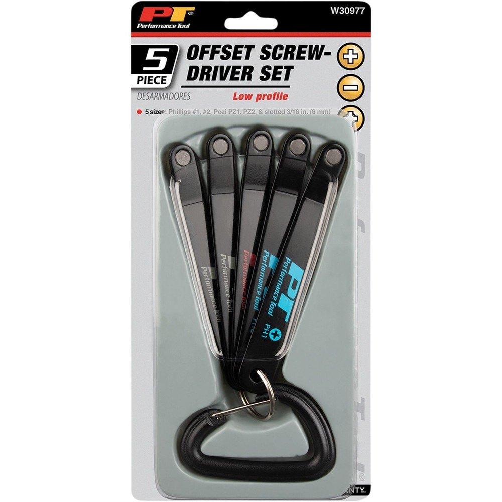 10pc Performance Tool Low Profile Offset Screwdriver Torx Slotted Phillips Set