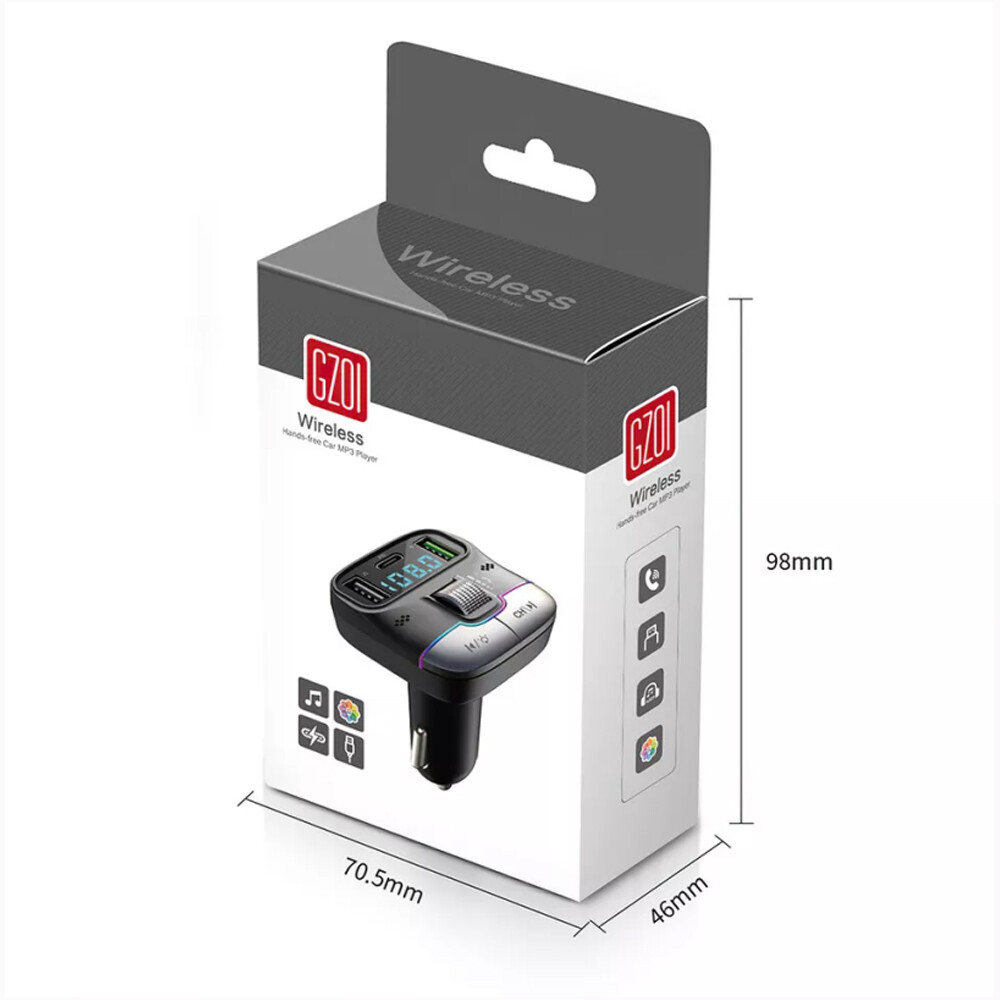 Car Bluetooth 5.3 FM Transmitter Wireless USB PD Adapter MP3 Player Fast Charger