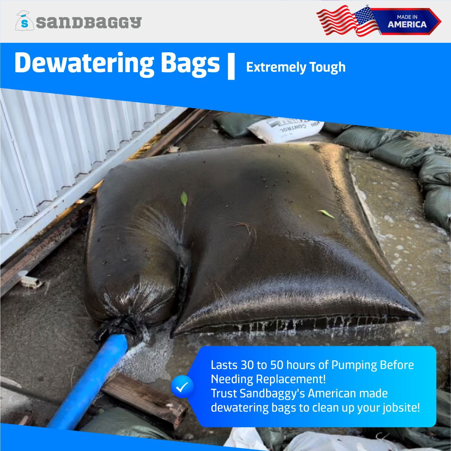 Dewatering Bags - Made in America - Filters Sediment, Oil, Sludge & Pollution