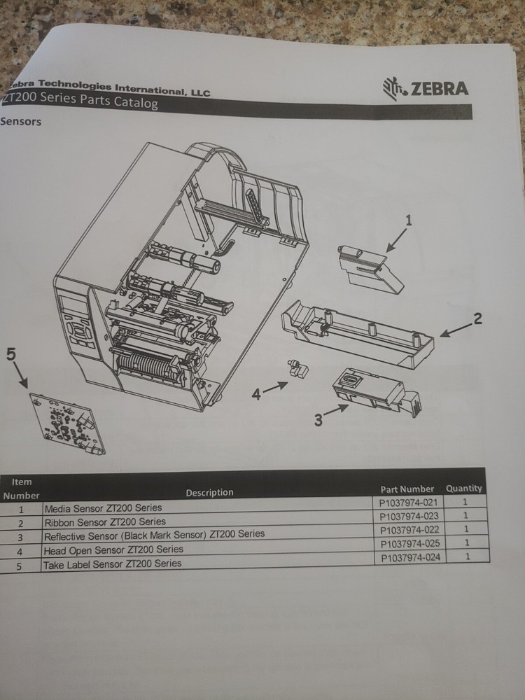 Zebra ZT230 P1037974-025 Head Open Sensor