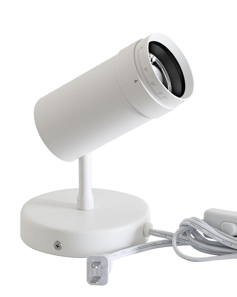 White 9W Plug-in LED Zoomable Spotlight with Switch, Adjustable Beam Angle 10...