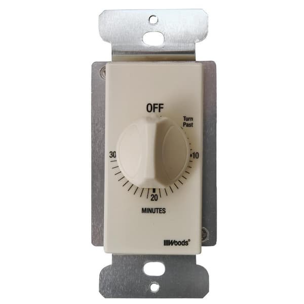 20-Amp 30-Minute In-Wall Spring Wound Countdown Timer Switch, Almond