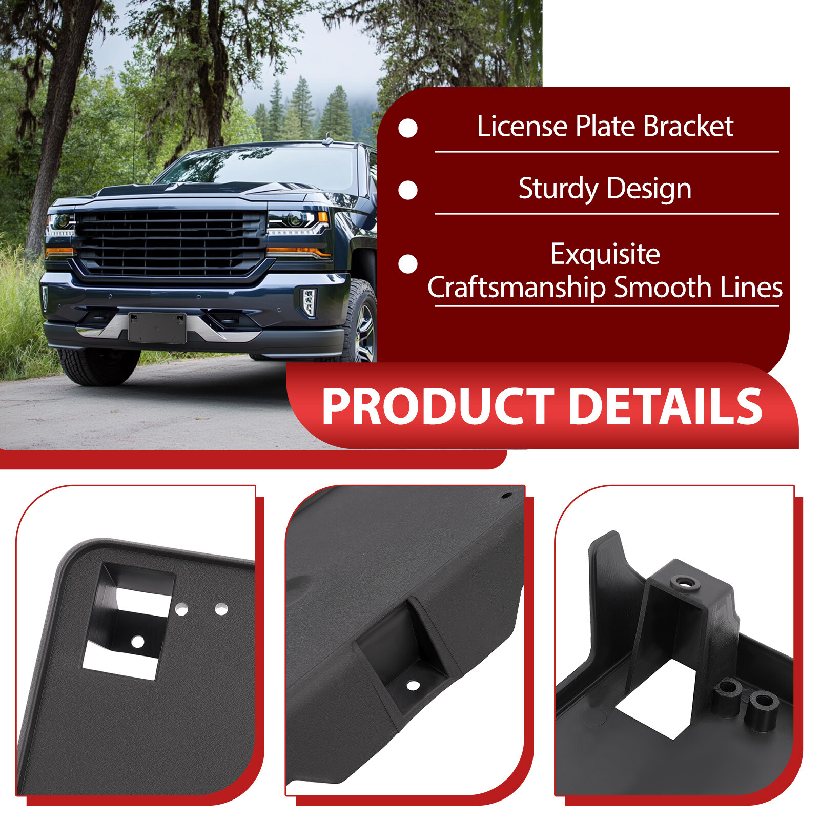 Front License Plate Bracket Mount Holder For Chevy Silverado 1500 2016-2018 2019