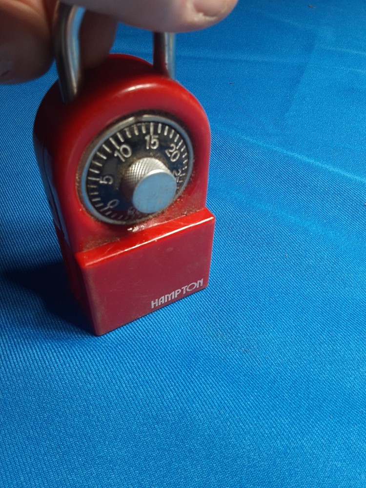 Hampton Dial Combination Lock - RED -Plus Secret Compartment Vtg 2” .X.