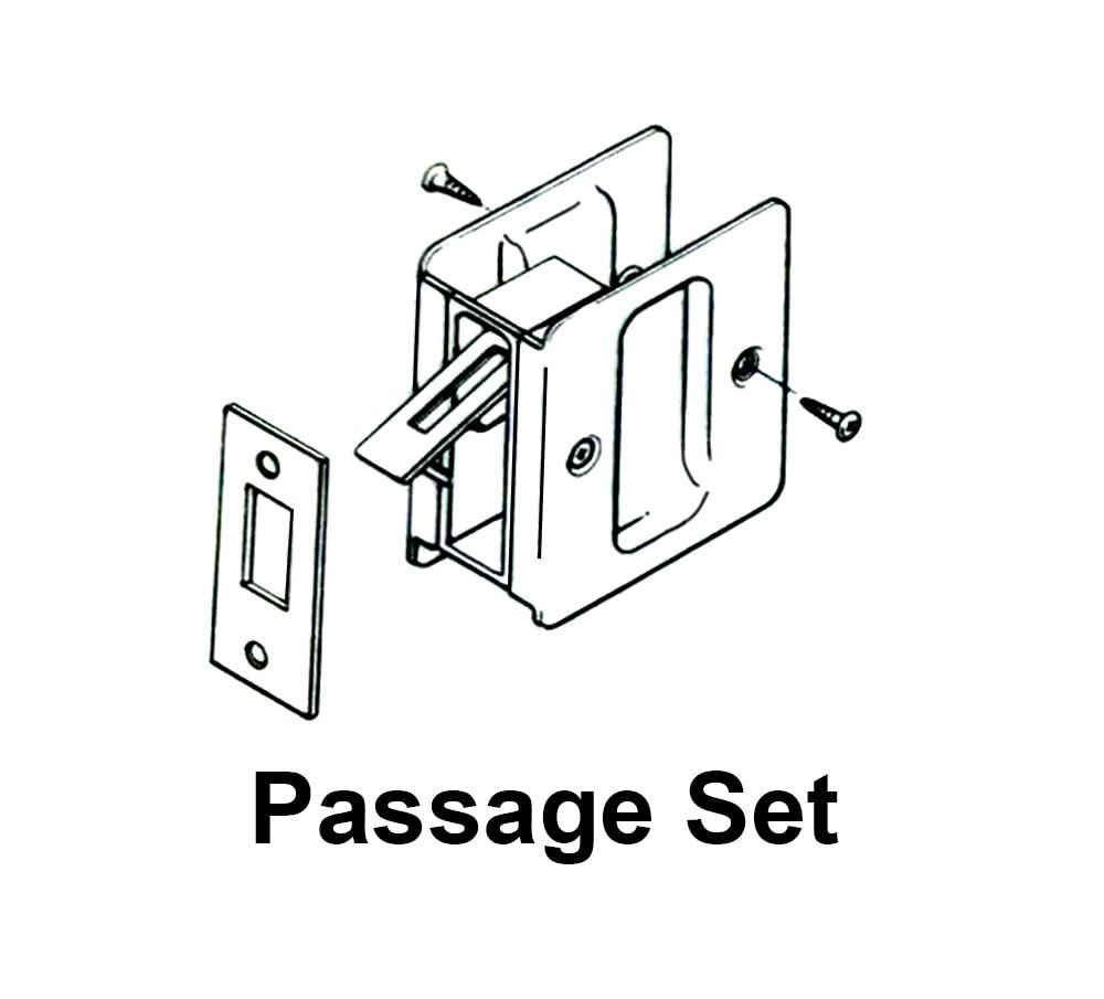 QCAA Solid Brass Sliding Door Pull Passage Door Pocket Polished Brass 4 Pack Mad