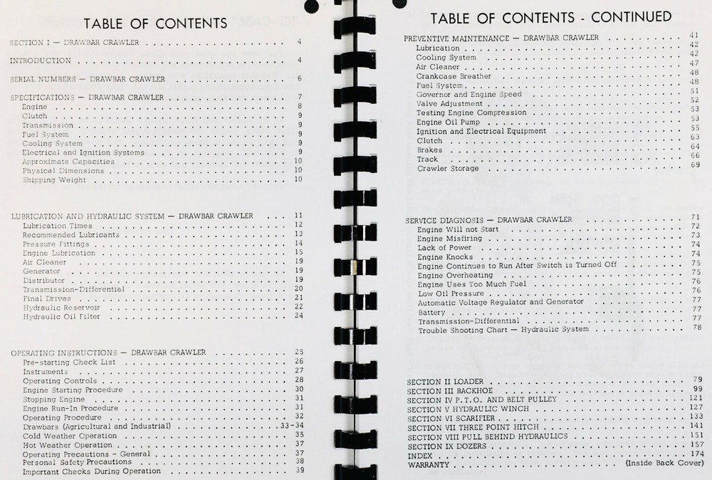 Case 310E Crawler Tractor Operators Owners Manual Maintenance Adjustments