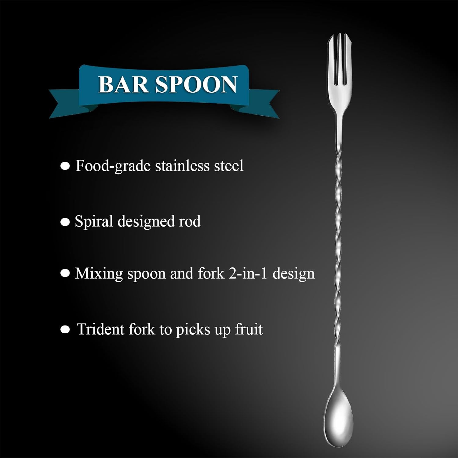 Stainless Steel Cocktail Muddler & Bar Mixing Spoon – 2 Piece Bartender Tool Set