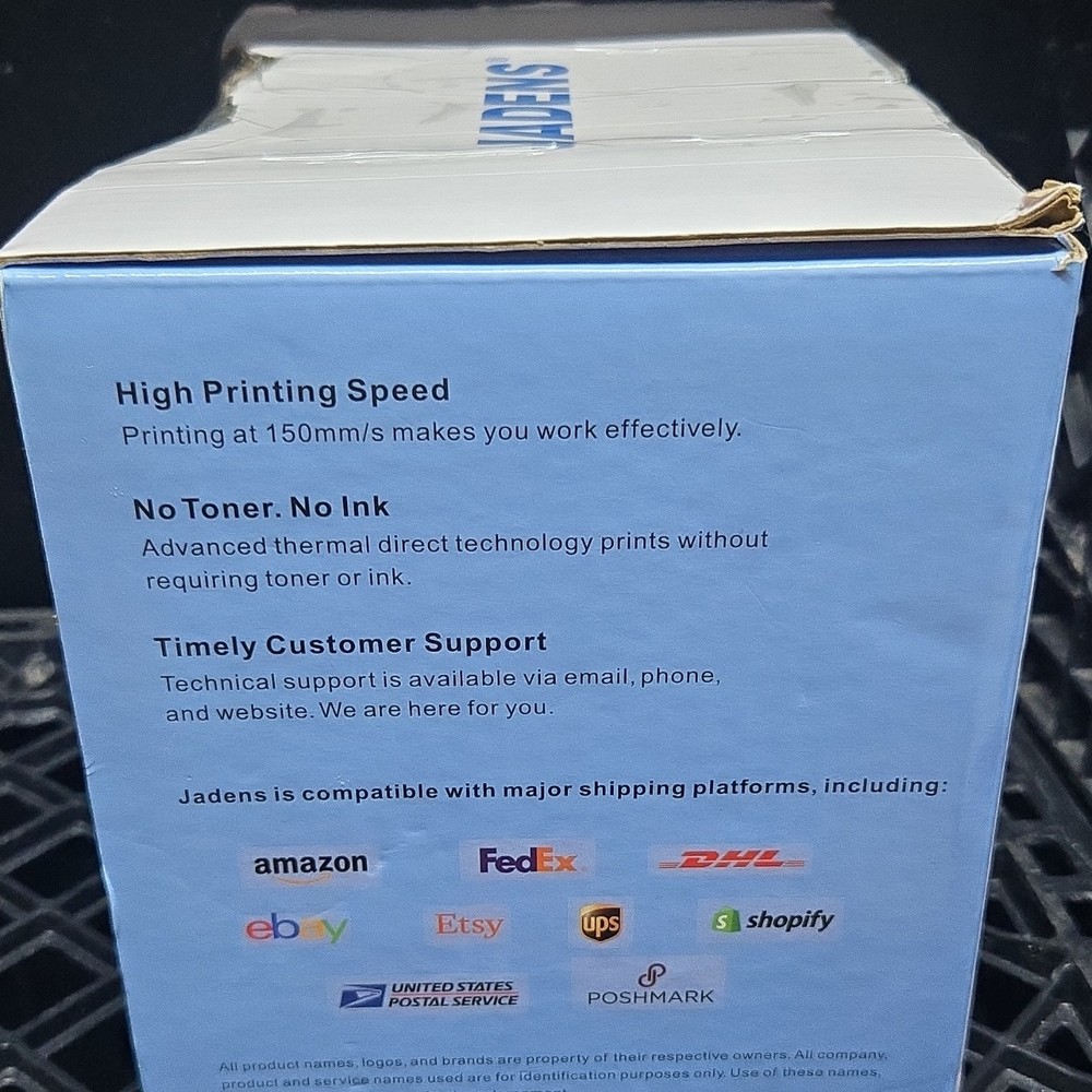 JADENS JD-268BT Thermal Label Printer USB Bluetooth 150mm/s 203 DPI US Plug
