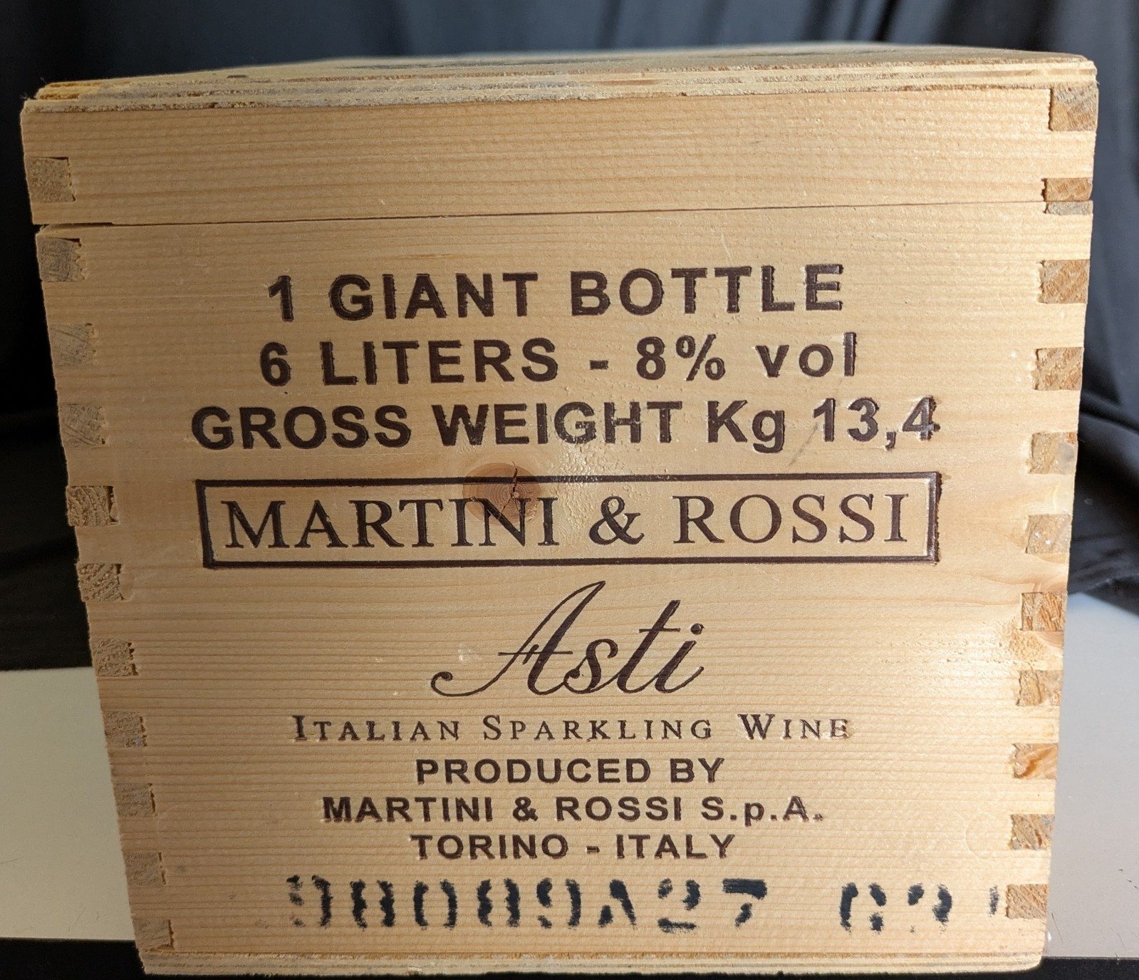 Vintage Martini & Rossi Asti Italian Sparkling Wine 6 Liter Wooden Gift Box Only