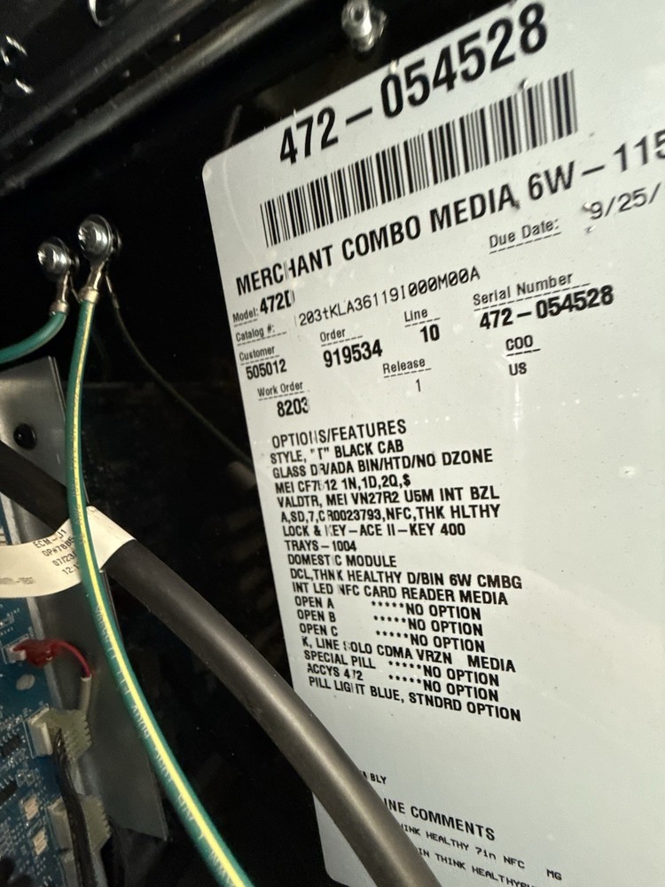 Crane Media 472D Vending Machine, As-is, w/CC reader - Repairs complete Mar 3