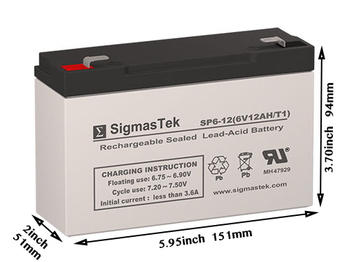 6 Volt 12 Amp Electric Scooter Battery