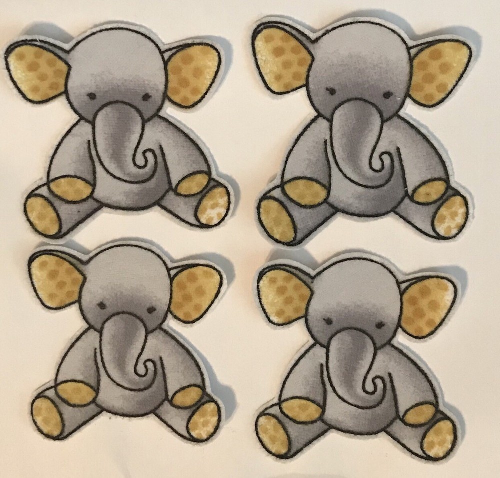 Adorable Elephants - Iron On Fabric Appliques