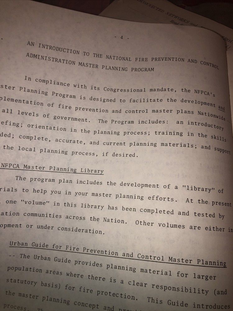 Introduction Summary Fire Prevention & Control Master Plan US Dept of Commerce