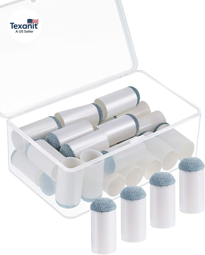 24 Pcs Slip on Pool Cue Tips Pool Stick Tips Replacement Kit with Storage Box fo