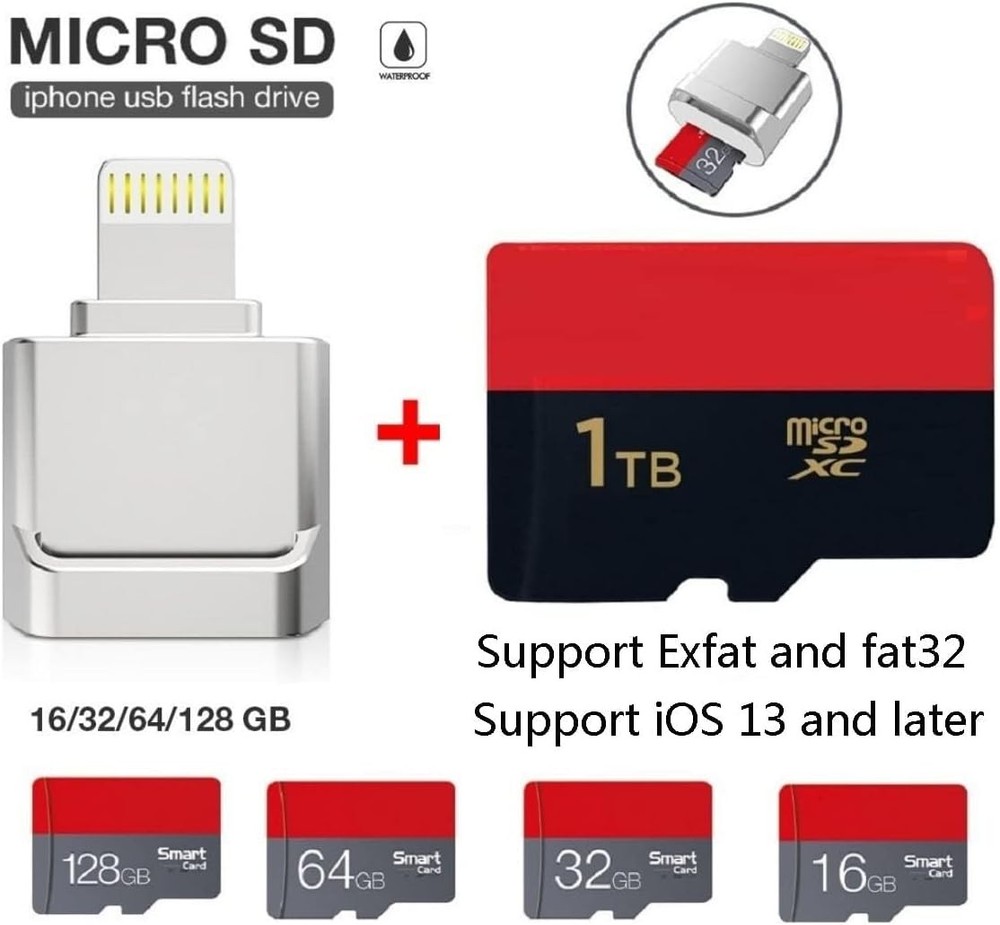 Apple MFi Certified Lightning to Micro SD Card Reader for iPhone, iPad - Support