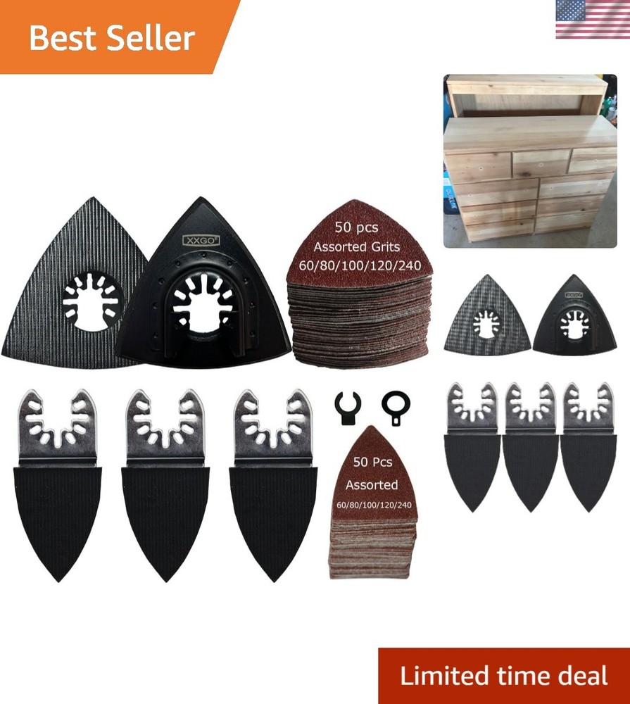 105-Piece Oscillating Multi Tool Sanding Kit with Triangle & Finger Pads