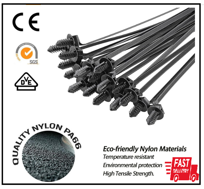 160Pcs Universal Nylon Push Mount Cable Zip Tie,Nylon Self Locking Cable