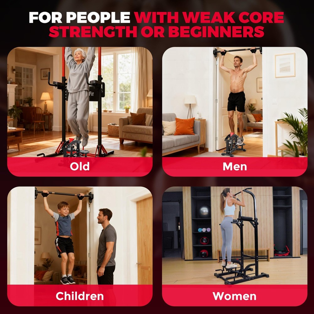 ONETWOFIT Pull Up Assistance Machine 660 LBS, Multi-Function Adjustable Black