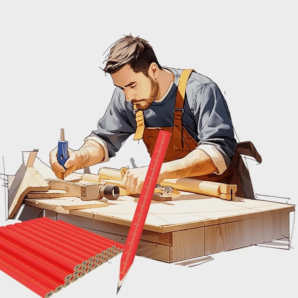 Construction Pencils - 29 Pcs Hexagonal Design red