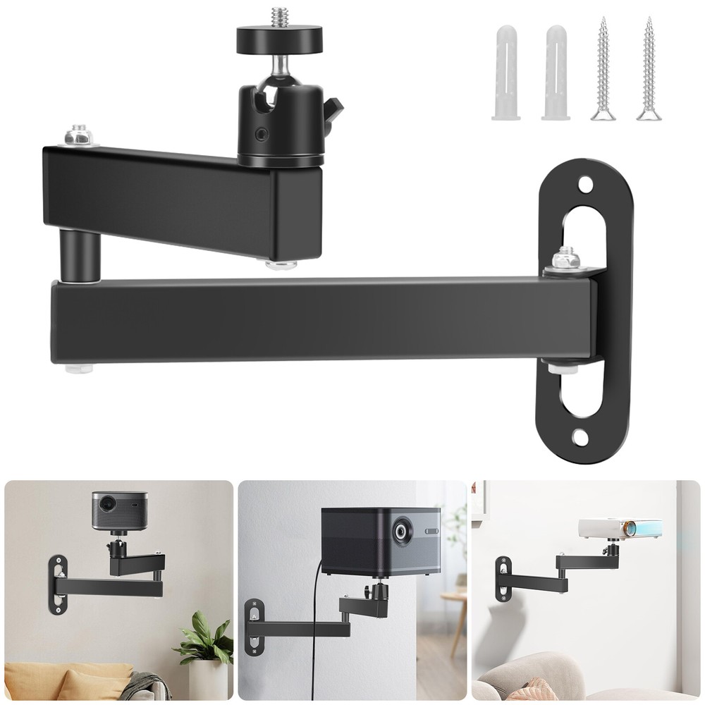Foldable Projector Wall Ceiling Mount Bracket 360° Rotating 1/4" Screw Aluminum