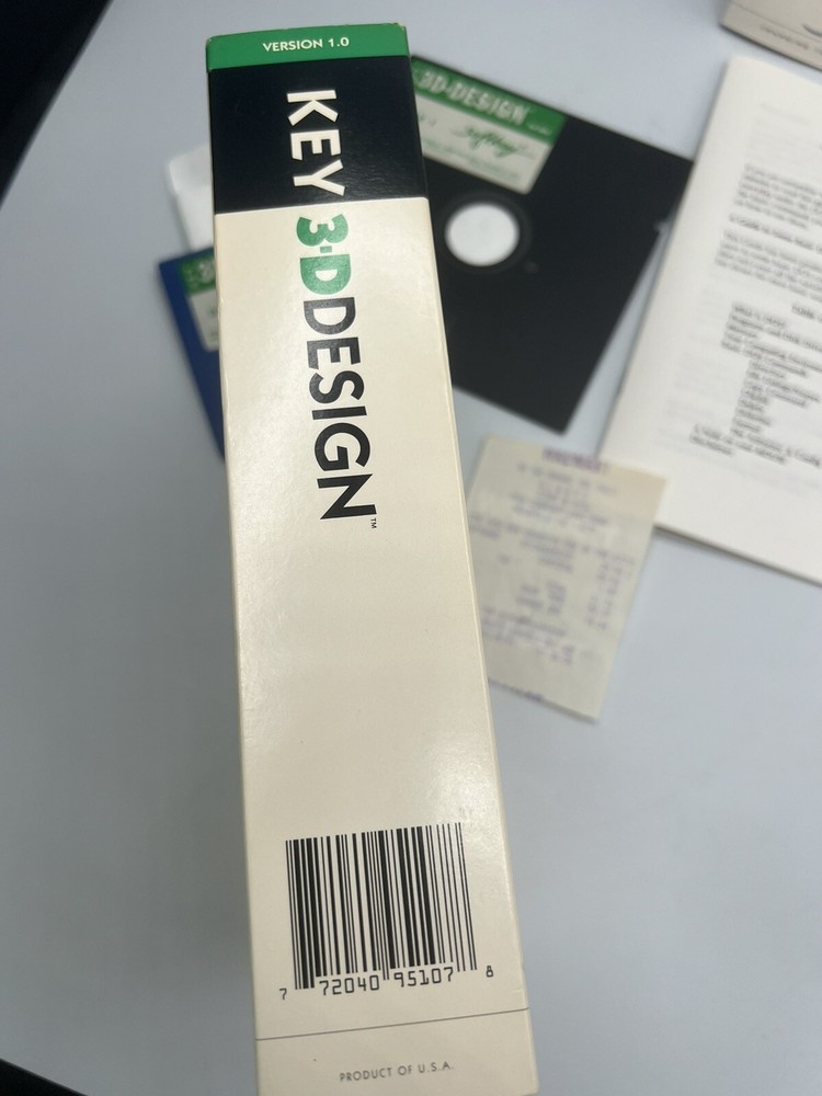 Vintage Key 3-D Design Softkey Software Version 1.0 IBM PC 90s