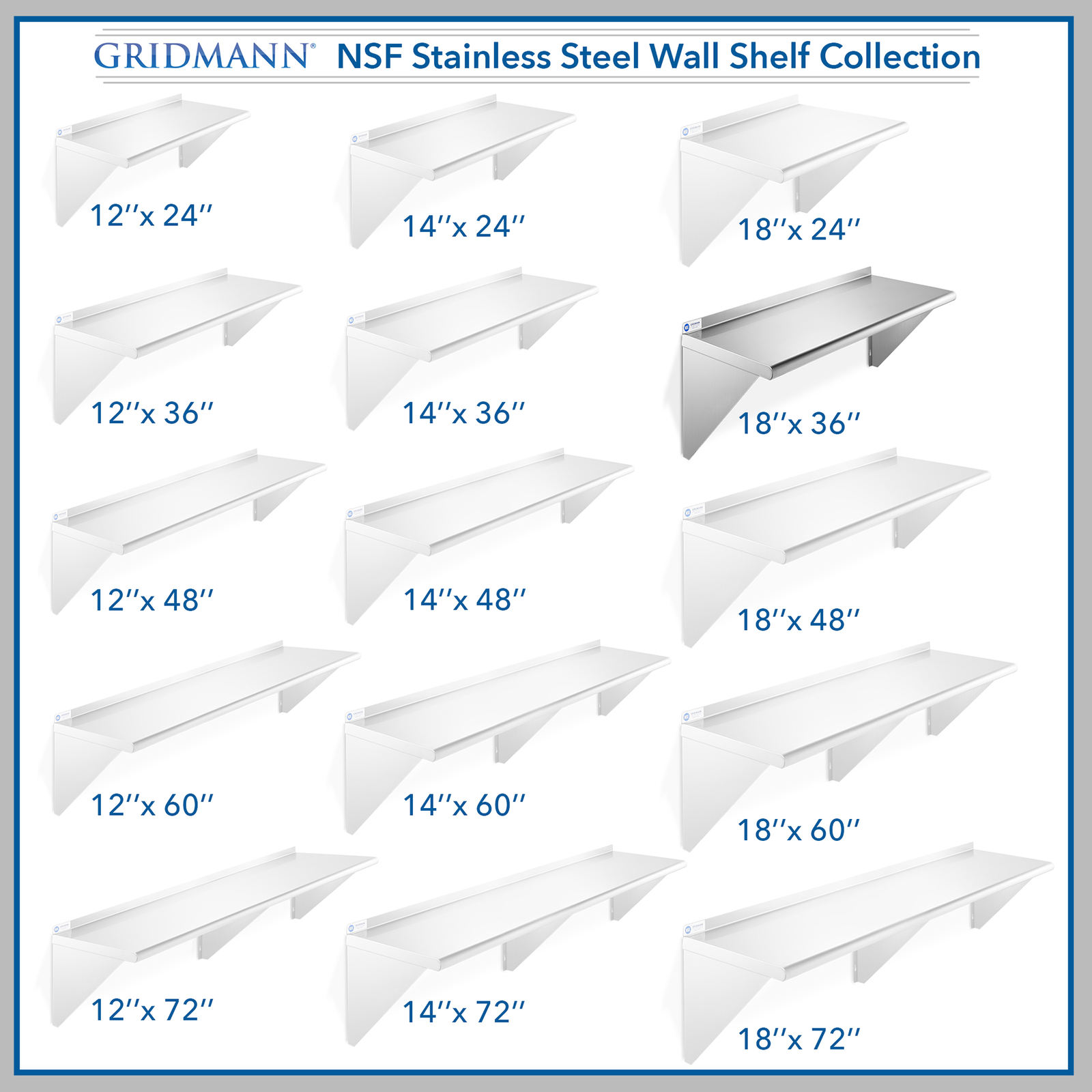 NSF Stainless Steel 18" x 36" Wall Shelf Commercial Kitchen Restaurant Shelving