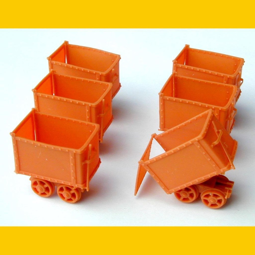 MINING CART (PUSH TYPE) O Scale 1/48  Quantity 6  Rust color  Resin print.