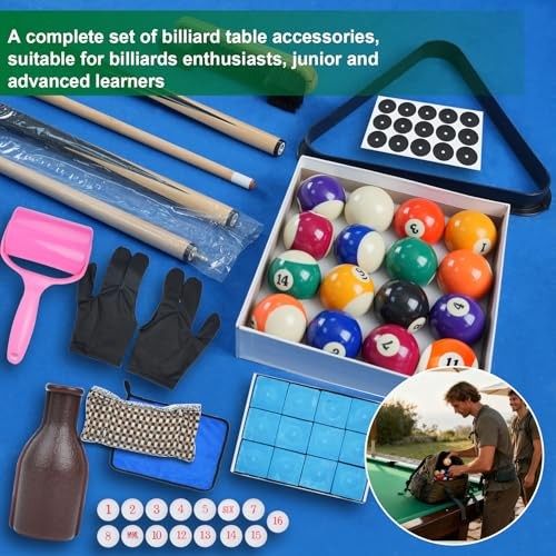 Pool Table - Pool Balls Billiard Set - Pool Table Accessories Set -Including