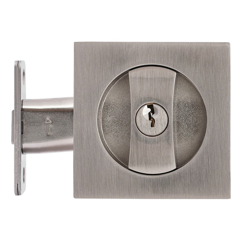 Cavity Sliding Door Lock Privacy Function Entry Lock Silver Square Zinc Alloy