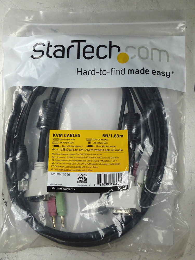 StarTech 6ft 4-in-1 USB DisplayPort KVM Switch Cable