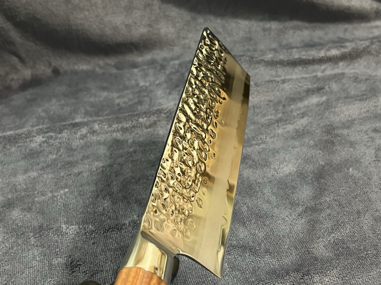 7" Hand Forged Nakiri Knife 9Cr18MoV Steel Cleaver Vegetable Slicer Hammered Fin