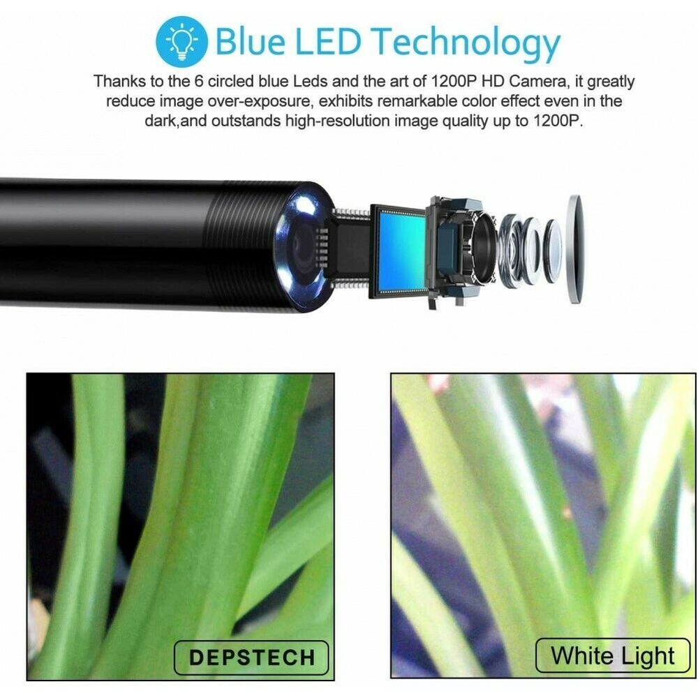 Wireless Endoscope WiFi Borescope HD Inspection Semi-Rigid Snake Camera
