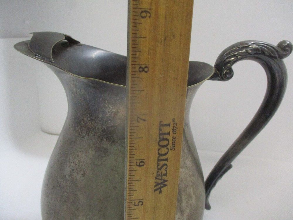 Vintage Unmarked Silverplate Pitcher with Ice Lip