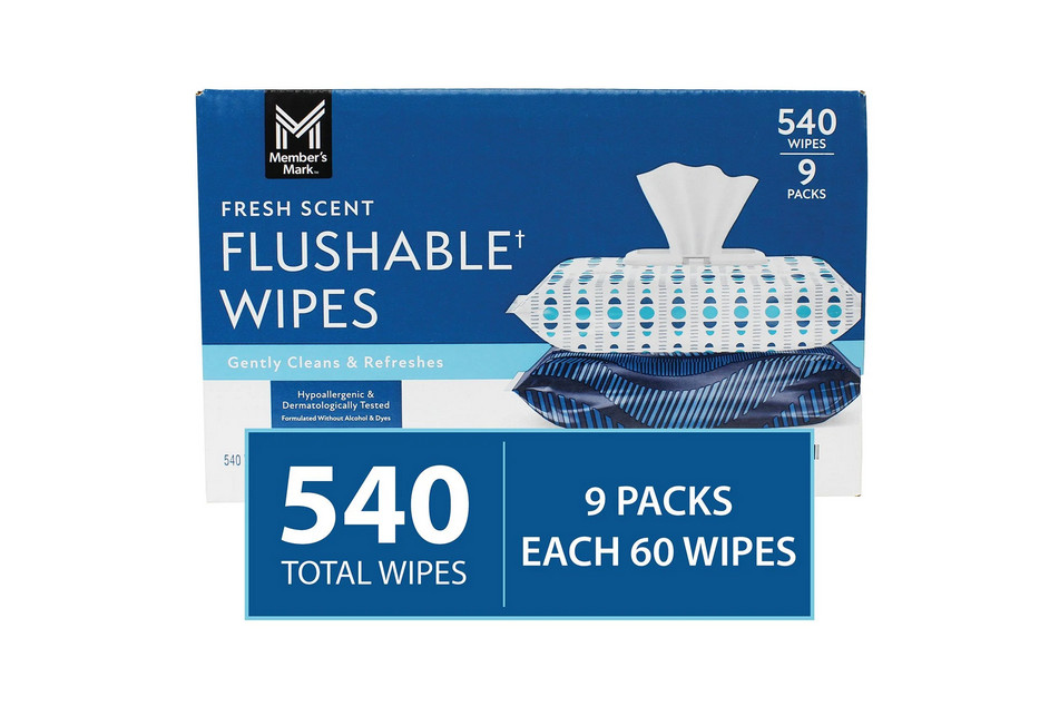 Member's Mark Flushable Wipes Fresh Scent 540 Count Soft & Gentle Pack