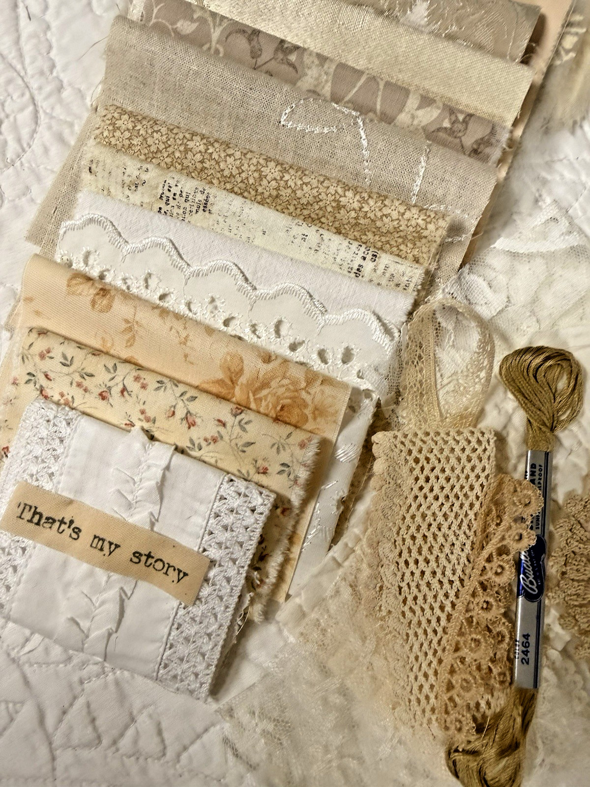 Slow Stitch Maker Neutrals Bundle – Vintage Fabric & Lace