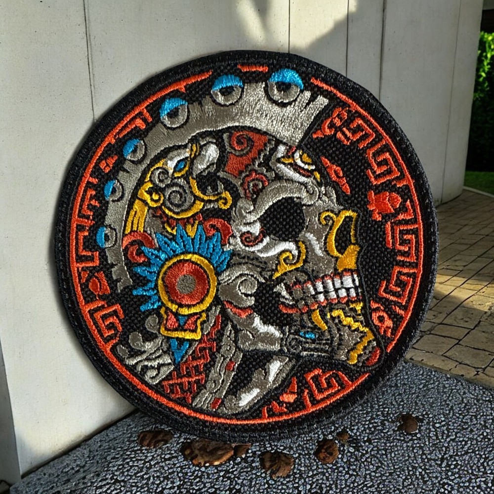 Aztec Skull Embroidery Patch 4.07" X 4.07"