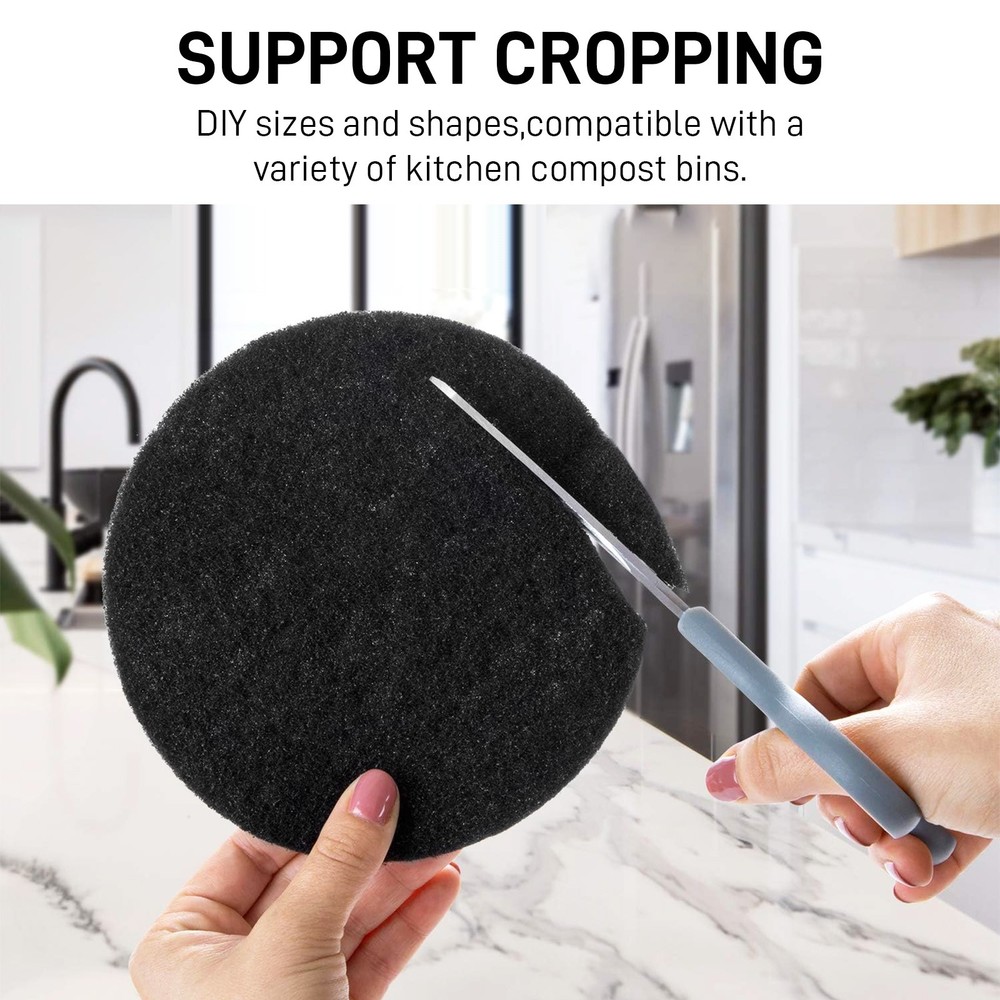 Round 6.7" Kitchen Compost Bin Charcoal Filter Replacement Pail Carbon Filter 6X