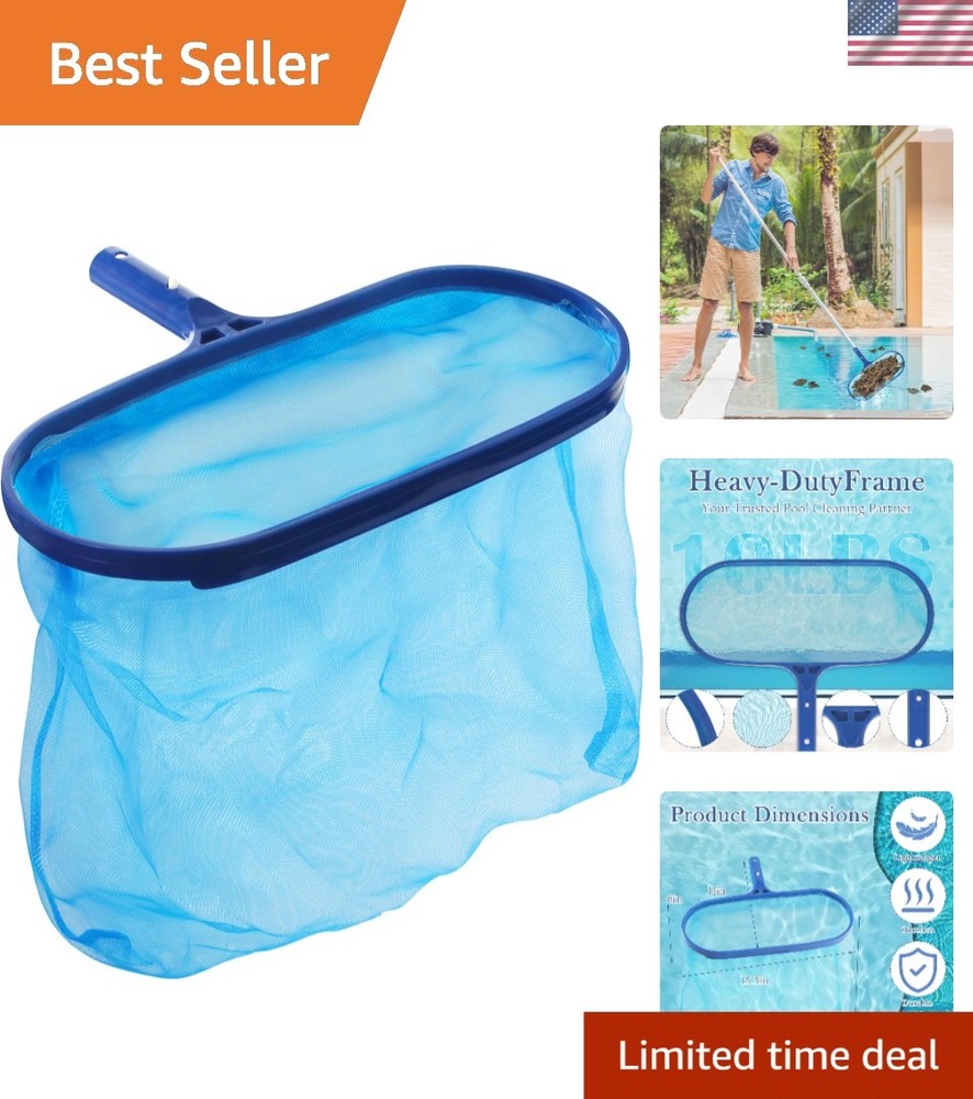 Heavy-Duty Pool Leaf Rake & Skimmer Net - 15.5x11in for Crystal Clear Water