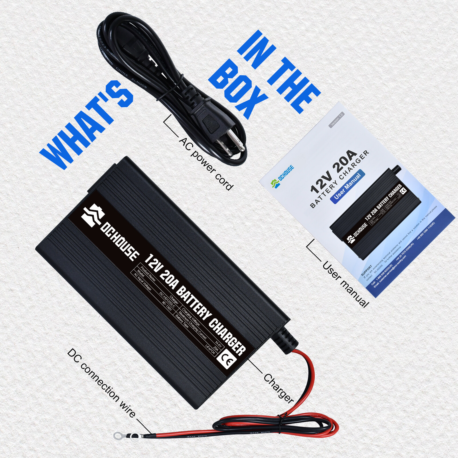 20-Amp 20A Smart Charger for Lithium Iron Phosphate (LiFePO4) Battery 12V 14.6V