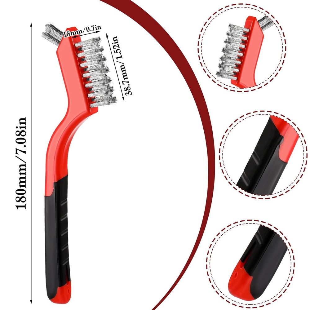 18PCS Wire Scratch Brush Set Soft Grip for Rust, Dirt & Paint Scrubbing with Dee
