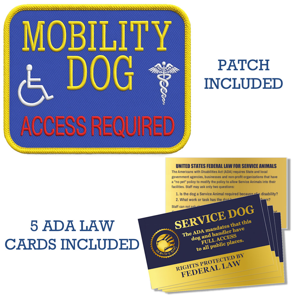 Mobility Dog Access Required Patch + 5 Pack ADA Law Cards - Sew On