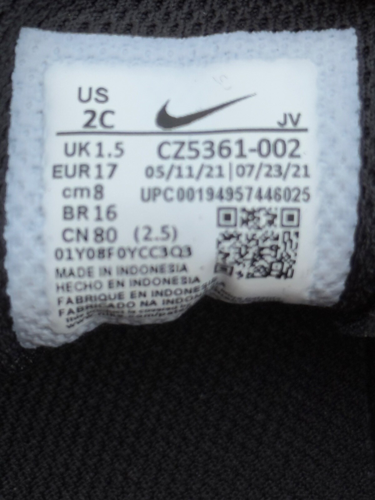 Nike Toddler's Air Max SC Shoe Size 2C Black White Unisex Sneaker Athletic Shoes