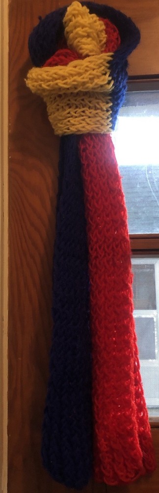 Primary Red Yellow Blue Scarf Handmade