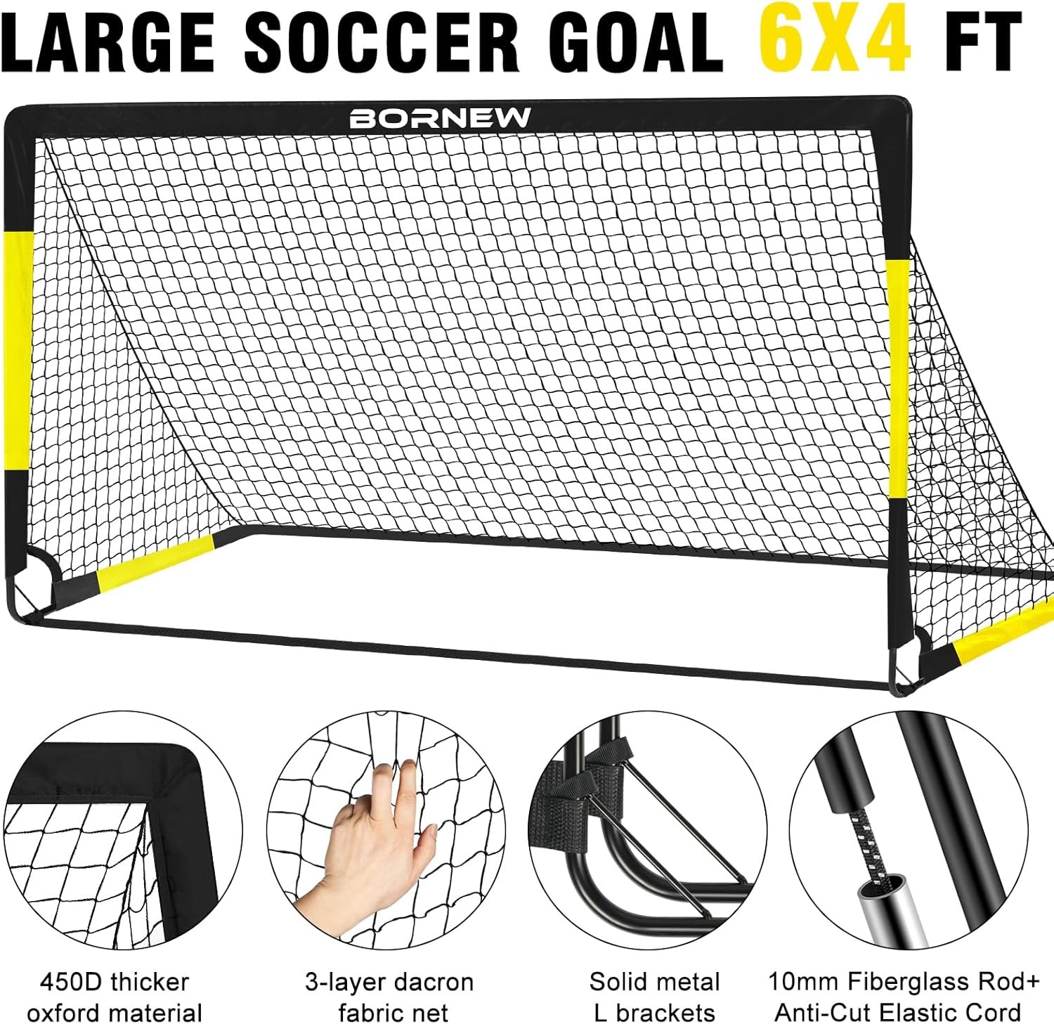 Kids Soccer Goal for Backyard Set - 2 Set of 7X5 / 6X4 Ft Toddler Soccer Nets Tr