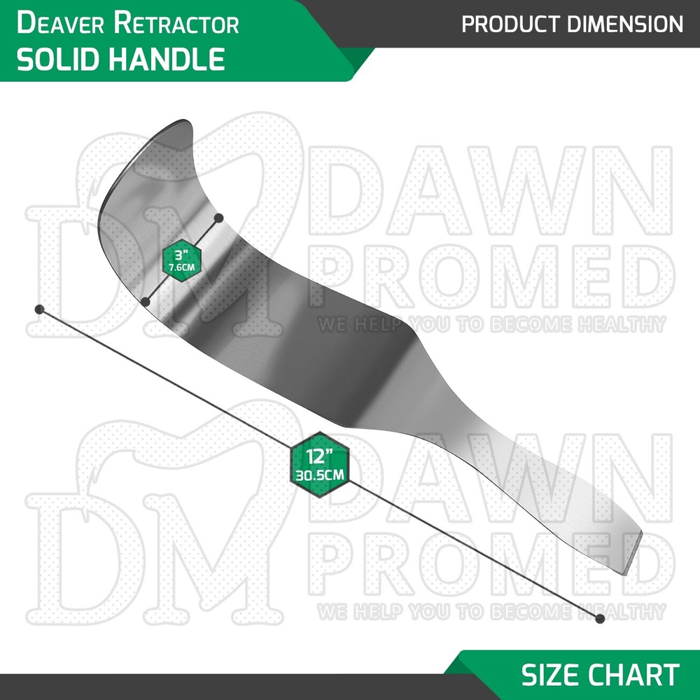 Deaver Retractor 3" X 12" Solid Handle Surgical Medical Instruments German Grade